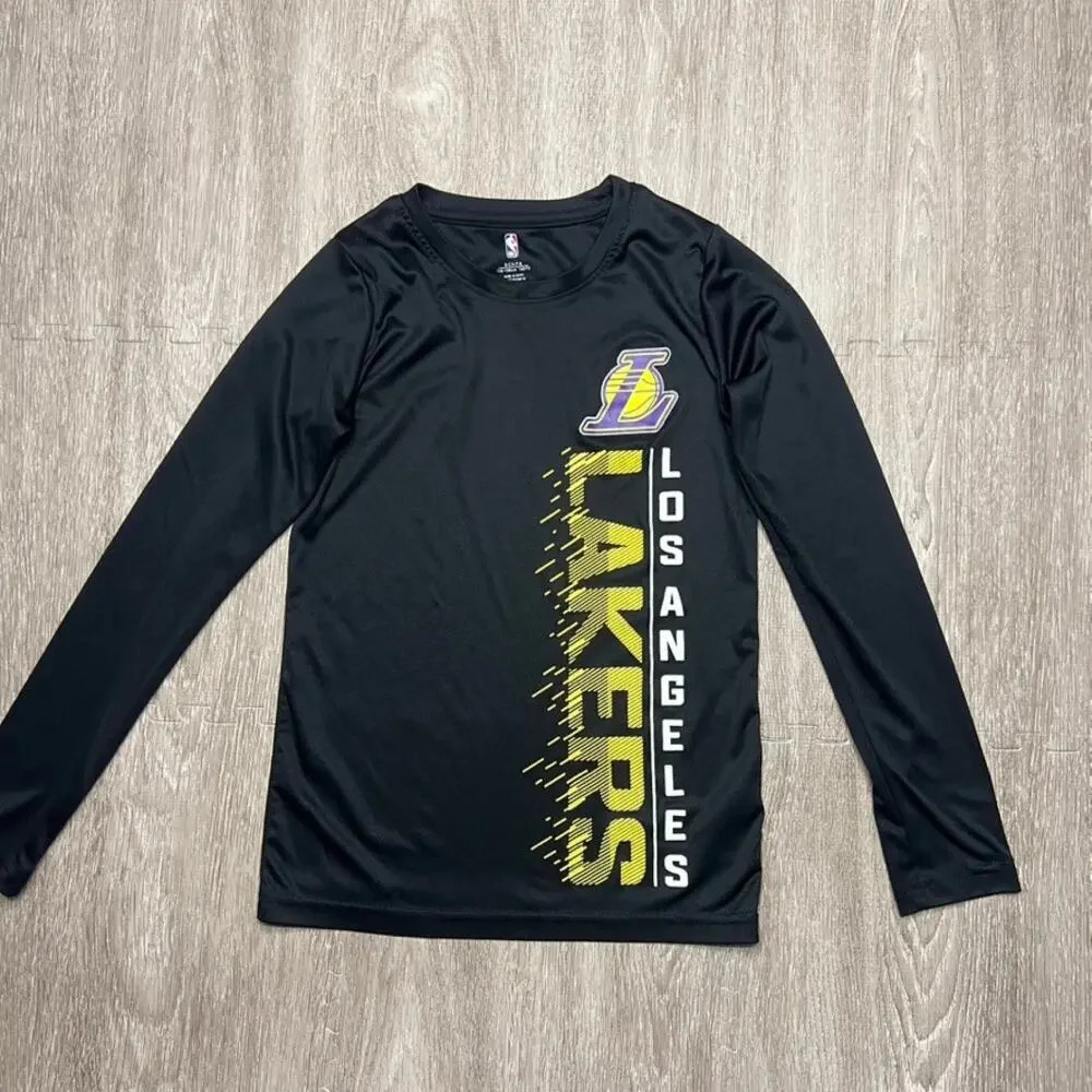 NBA Los Angeles Lakers‎ Unisex Kids Size Small Black Long Sleeve Dri-Fit T-Shirt